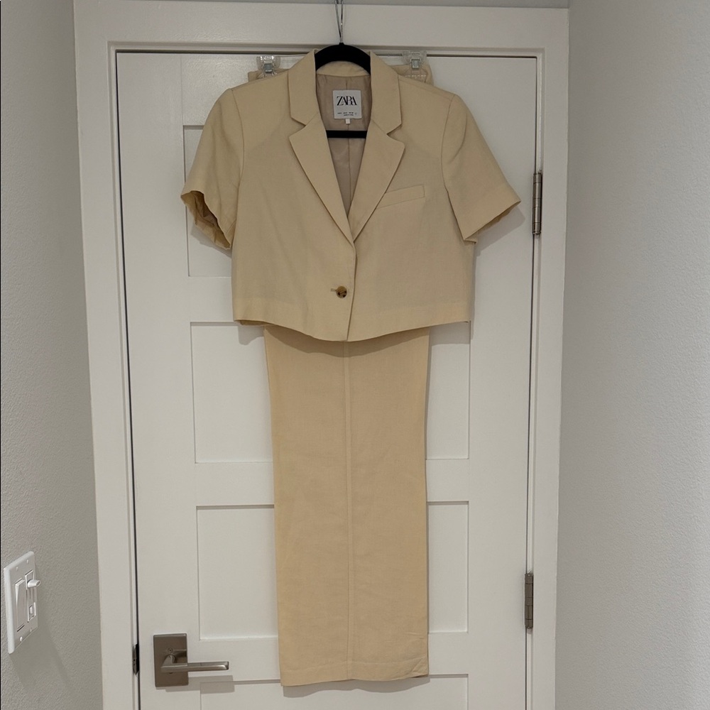 Zara Tan Women's Linen Pants Set